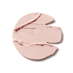 Pink cream texture smear cosmetic foundation makeup swatch background isolated
