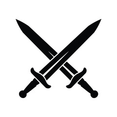 Two crossed swords emblem symbolizing conflict combat warrior battle medieval weaponry vector