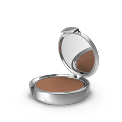 Compact Powder Makeup, Silver Case Bronze Shade, 3d Png, transparent background