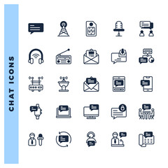 25 Chat Lineal Fill icons pack. vector illustration.