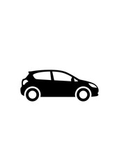 Black silhouette of a compact hatchback car on a white background.