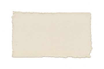 Fototapeta premium Weathered beige paper fragment with ragged edges, torn horizontally, revealing transparent background for text insertion