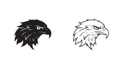 Eagle head outline in black and white