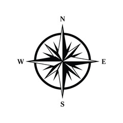 Classic compass rose symbol north south east west navigation directional guide vector