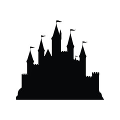 Obraz premium Majestic castle silhouette symbolizing fairytales fantasy dreams and enchantment vector