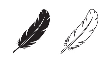 Fototapeta premium Feather icons in black and white with transparent background