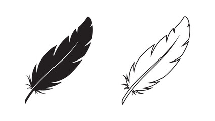 Fototapeta premium Feather outline and silhouette with transparent background