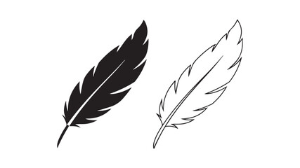 Obraz premium Feather outline and solid shape with transparent background