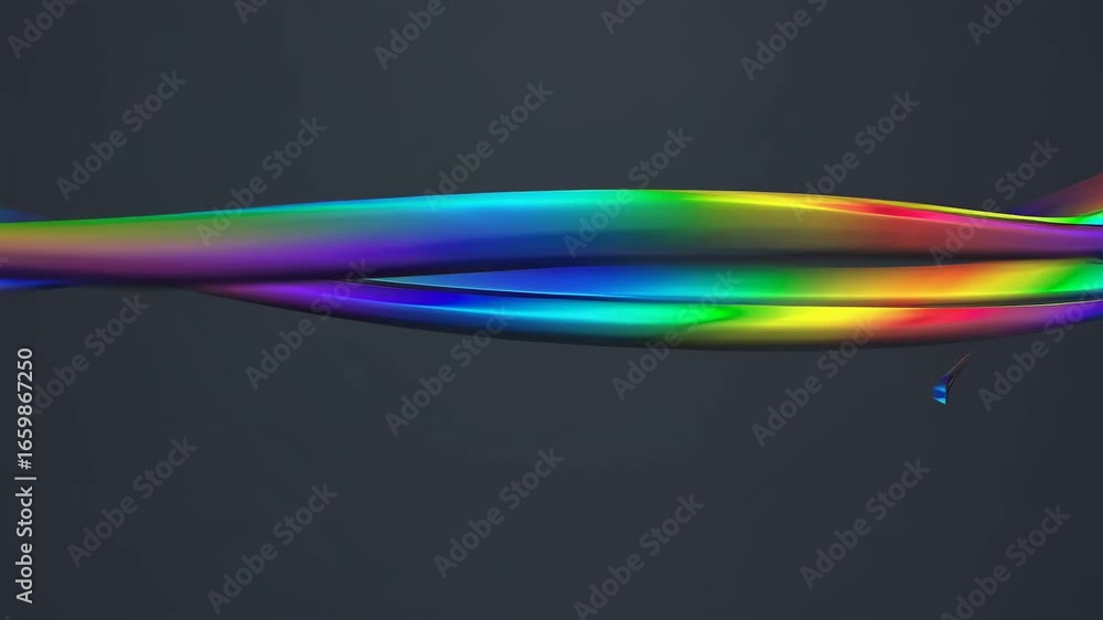 Poster mesmerizing flowing rainbow waves create a hypnotic visual effect against a dark background, demonst