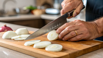 woman slicing a onion