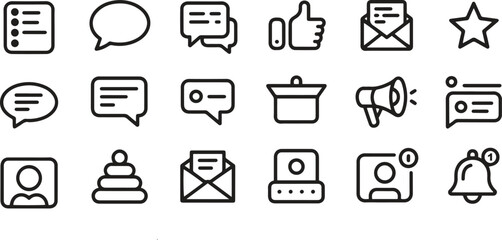 Collection of Feedback Line Icons. Review, Rating, Comment, Communication. Editable Stroke. Vector Illustration