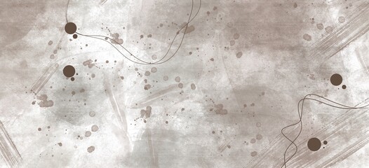 beige abstract watercolor texture grunge artistic background with brown ink splatters, soft brush strokes, hand-painted minimal style, vintage earth Tone design 
