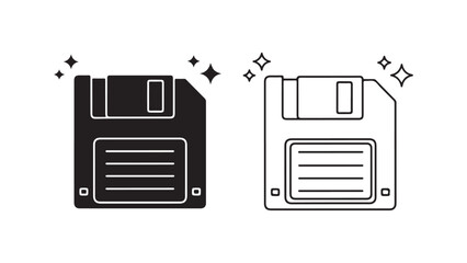 Floppy disk icon set with transparent background
