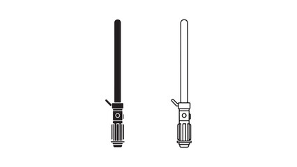 Naklejka premium Lightsaber outline icons black and white with transparent background