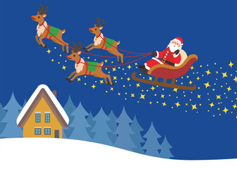 クリスマス素材　トナカイとサンタクロース　キラキラ