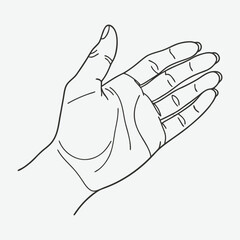 Human hand line art.