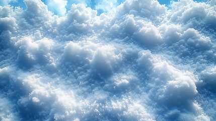 Fototapeta premium Fluffy Snowy Clouds Under a Bright Blue Winter Sky