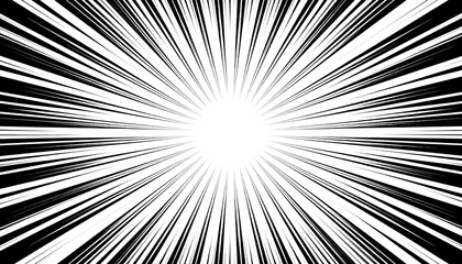 Comic book speed lines burst background.