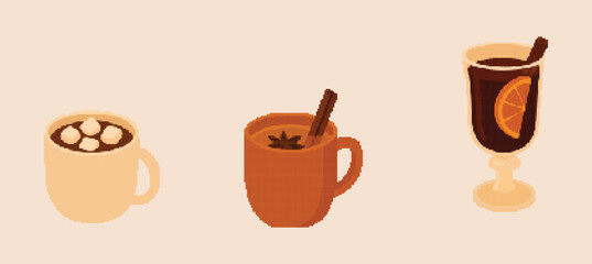 Cozy beverage trio latte mug iced coffee glass and espresso cup