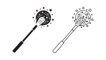 Magic wand icons with sparkling effects