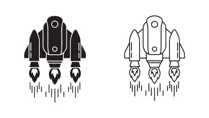 Futuristic spaceship icon with transparent background