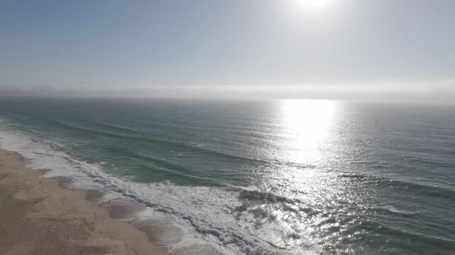 California Coast Ethereal Seascape &mdash; Peaceful aerial of the ocean and hazy horizon, RAW D-Log ungraded footage