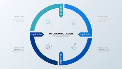 Infographic for presenting business information with four options and steps