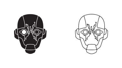 Robot head outline with transparent background