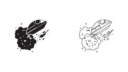 Rocket launch with smoke and debris