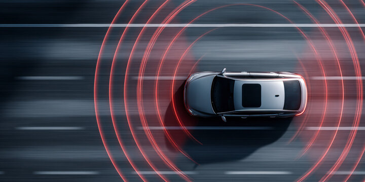 Car's advanced driver-assistance system (ADAS) utilizes sensors and signal waves for enhanced safety on the road.