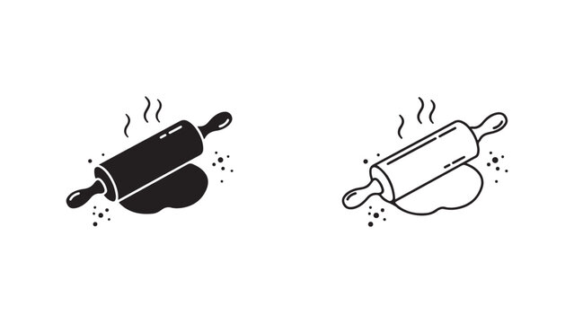 Rolling pin and dough icon with transparent background