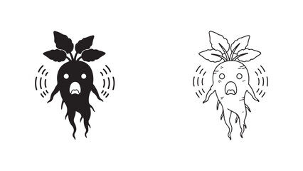 Root vegetable character with transparent background