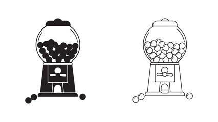 Gumball machine icon with scattered candies