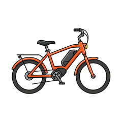 Fototapeta premium electric bicycle illustration A stylish orange electric bicycle with black accents showcasing sustainable urban transport and eco-friendly commuting solutions for a green lifestyle.