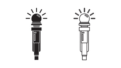Microphone icon outline and silhouette with transparent background