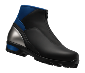 Unisex cross-country ski boots with molded heel cup and zippered lace cover