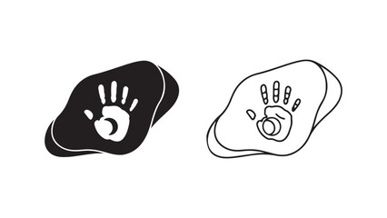 Handprint on stone with transparent background