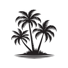 Fototapeta premium Palm Tree with Sea Beach – Tropical Summer Vector Illustration