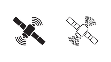 Satellite icon with transmitting signals