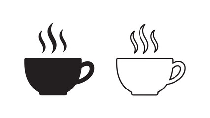 Hot coffee cup icons with transparent background