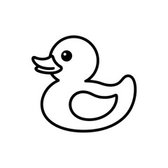 Simple outline illustration of a rubber duck toy isolated on transparent background