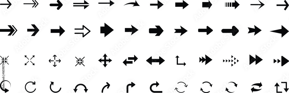 Poster title arrow icon set. arrow. cursor. black vector arrows icons. collection different arrows sign. mo