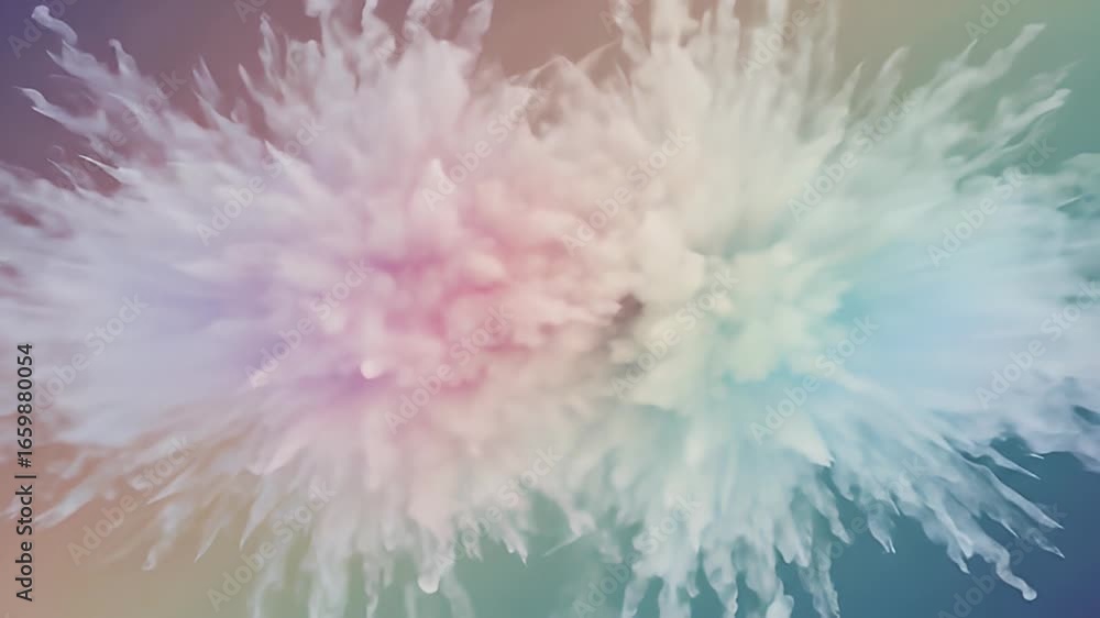 Poster dispersion of colorful ink in water creating abstract cloud effect