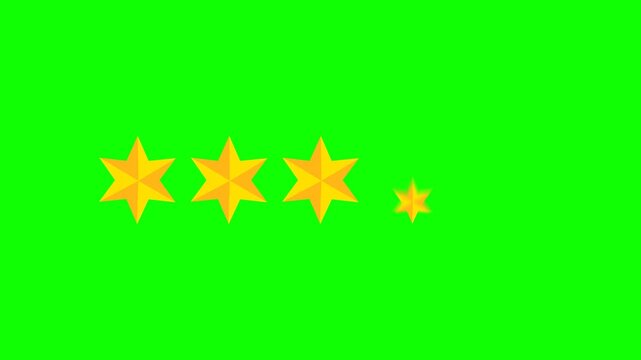  Green screen Four star rating and feedback animation, 4k customer reviews video and Golden star icon.