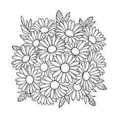 vector illustration of a flower - Cute & Cozy Coloring Book for Relaxation and Creativity. Easy, line art vector illustration, Coloring Pages for Kids & Adults