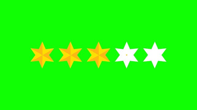  Green screen Four star rating and feedback animation, 4k customer reviews video and Golden star icon.