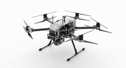 Modern quadcopter drone with advanced camera system ready for aerial photography and videography