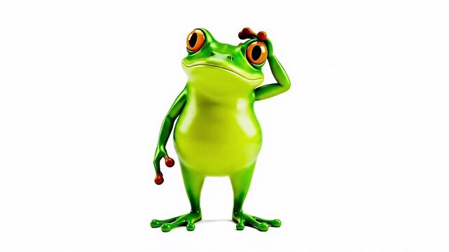 Cute Cartoon Frog Scratching Head A Hilarious Illustration