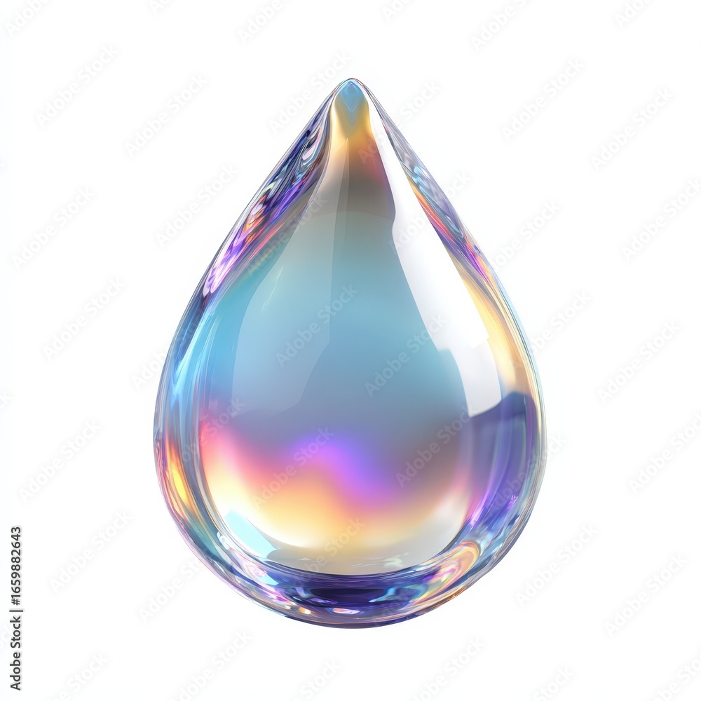 Poster iridescent glass water drop abstract design element for backgrounds and websites