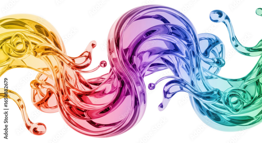Poster dynamic rainbow splash effect with fluid motions and artistic colorful gradients